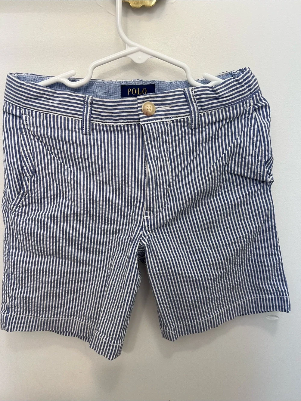 Polo by Ralph Lauren Navy and White Striped Seersucker Kids Shorts